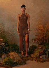 Fennella Beaded Maxi Dress - Chocolate