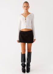 Fifth Ave Mesh Long Sleeve Top - Off White