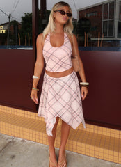 Fit Check Midi Skirt - Pink Check