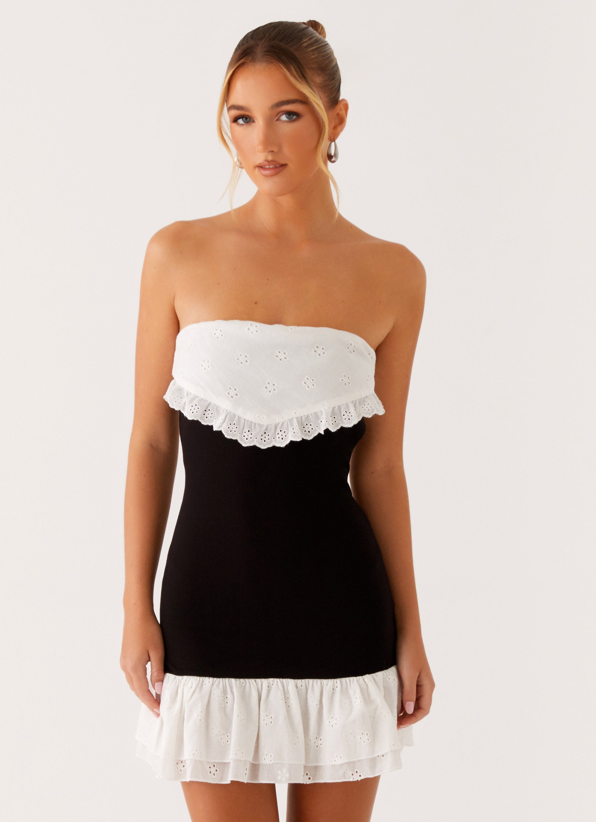 Fran Broderie Mini Dress - Black