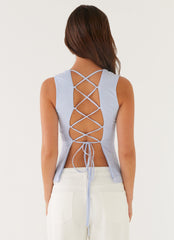 Franco Tie Back Top - Blue