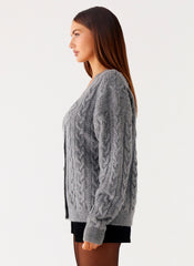 Frawley Cable Knit Cardigan - Grey
