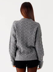 Frawley Cable Knit Cardigan - Grey