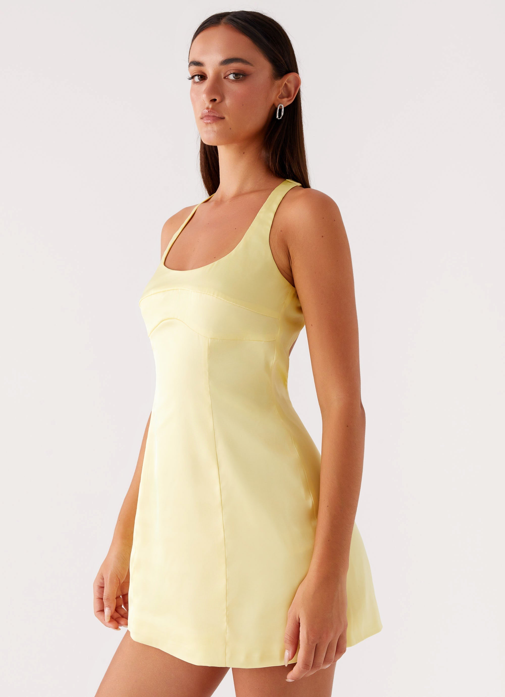 Freefall Satin Mini Dress - Yellow