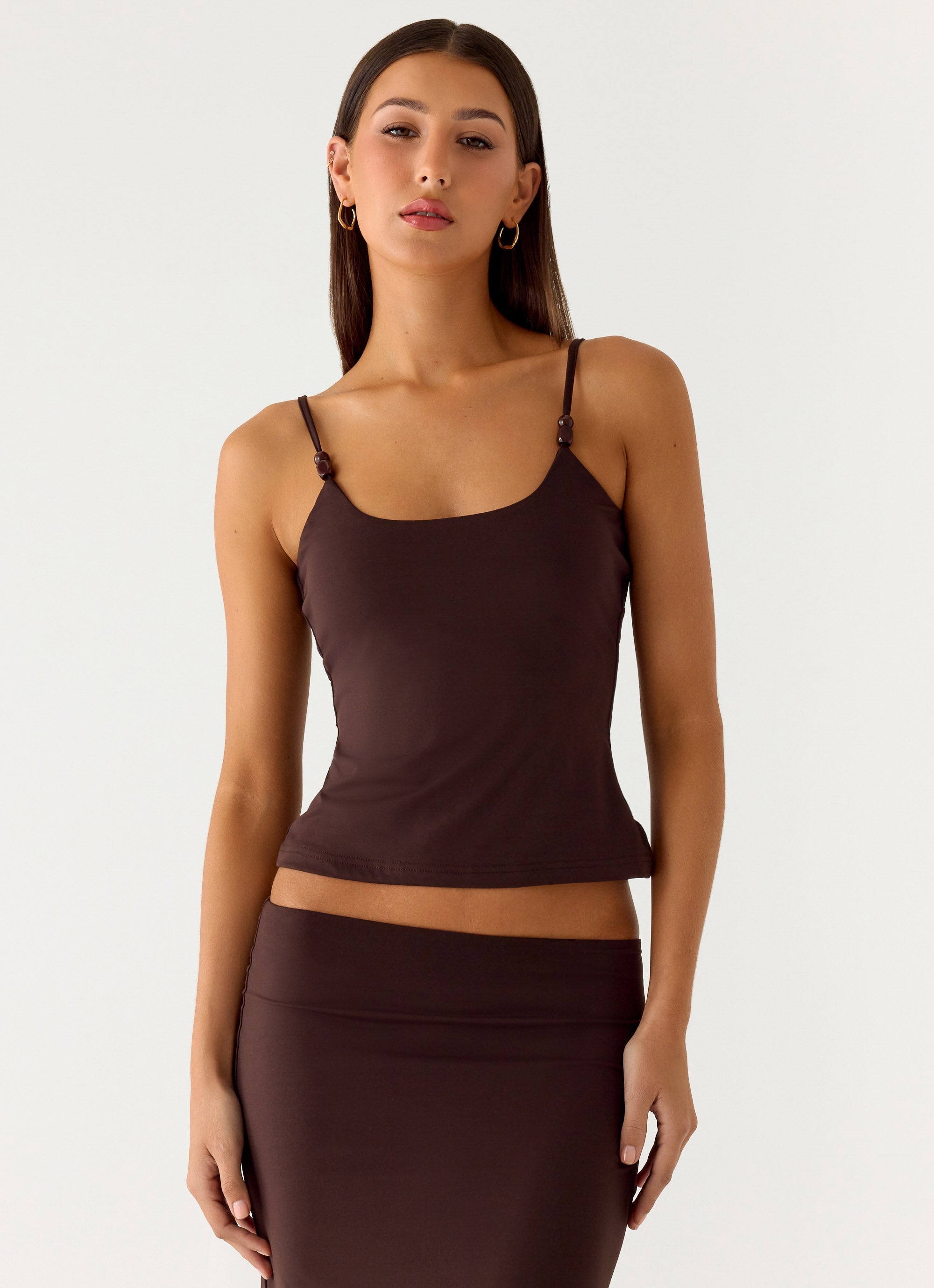 Garrix Bead Cami Top - Chocolate