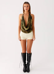 Gliese Cowl Neck Top - Cyber Floral