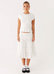 Good Vibes Midi Skirt - White