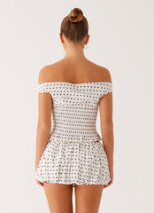 Heather Mini Skort - White Black Polka Dot