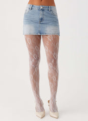 Honor Lace Stockings - White