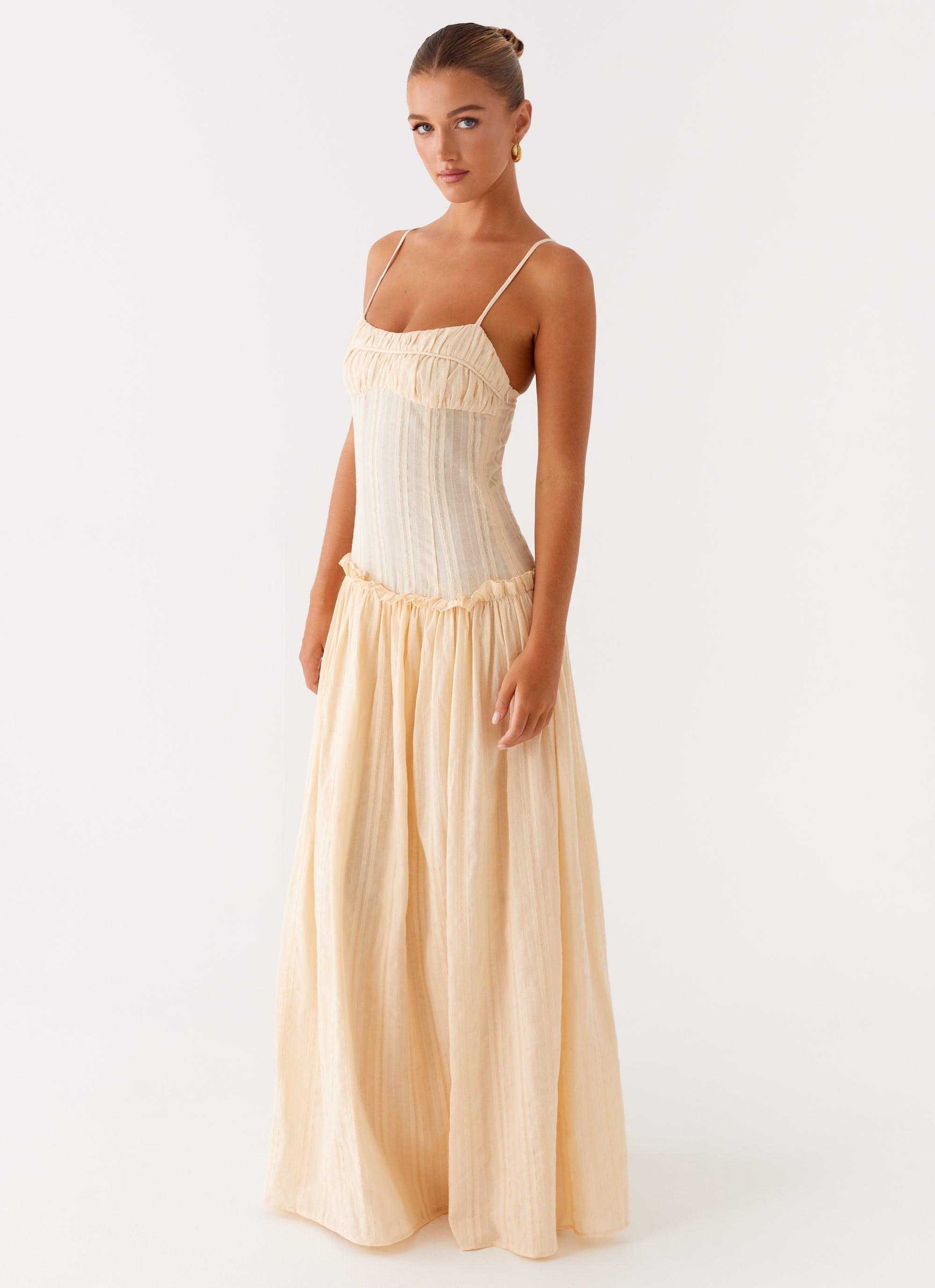 Jacinda Drop Waist Maxi Dress - Cream