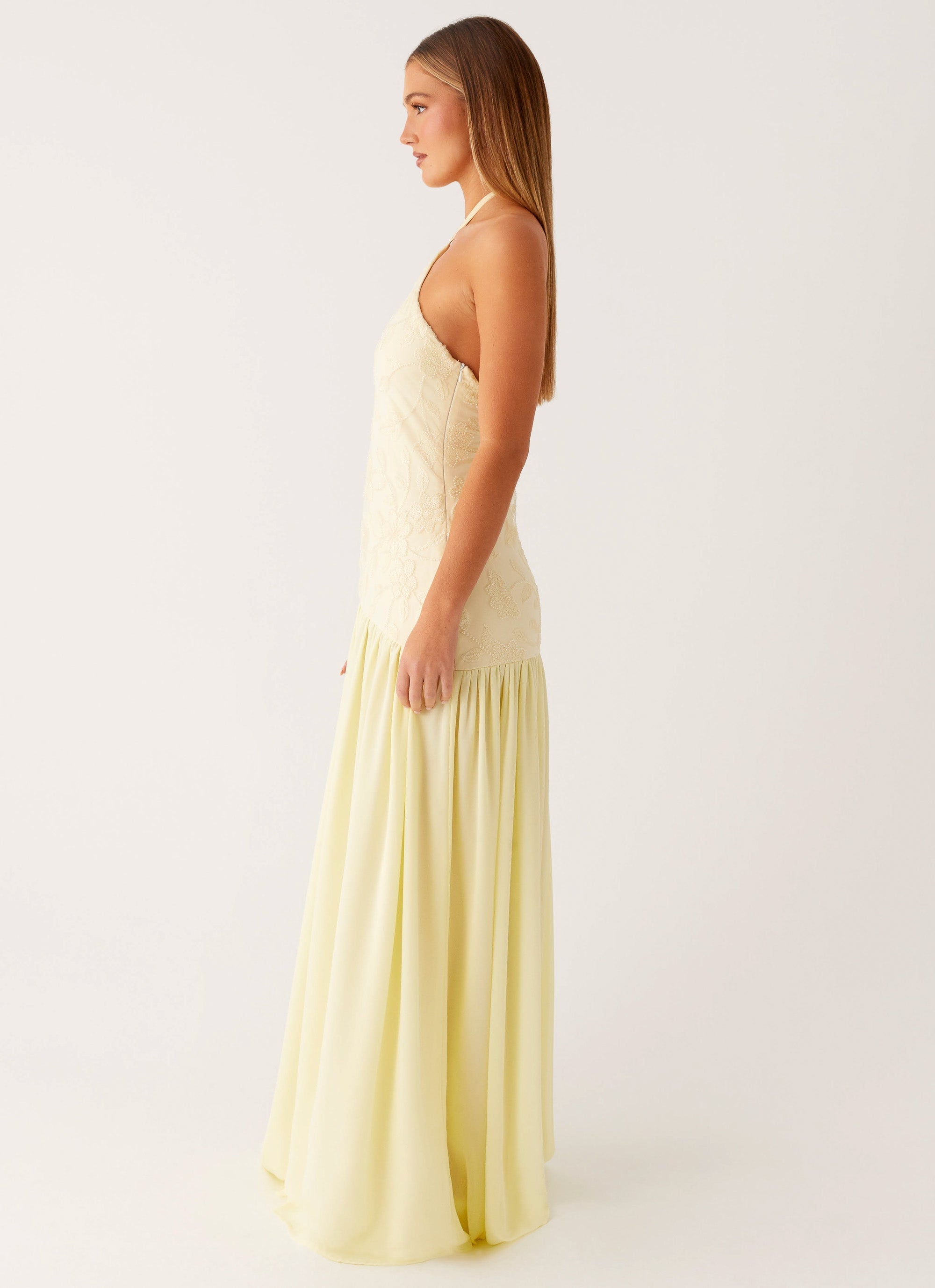 Janelle Beaded Maxi Dress - Yellow
