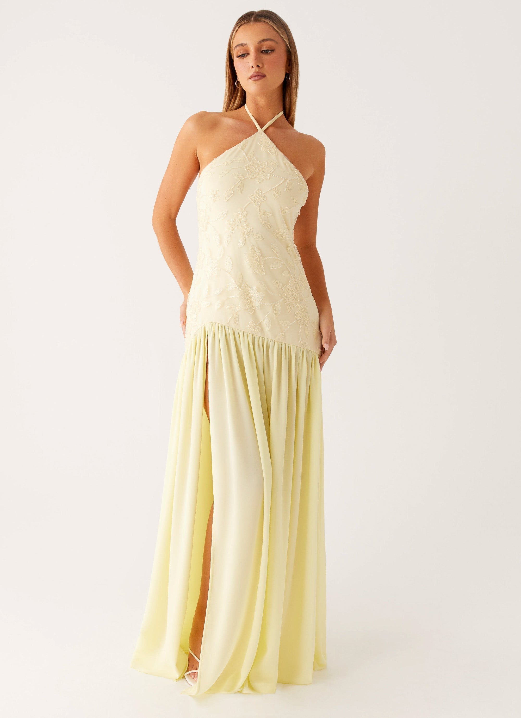 Janelle Beaded Maxi Dress - Yellow
