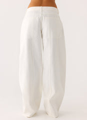 Johnny Low Rise Wide Leg Jeans - White