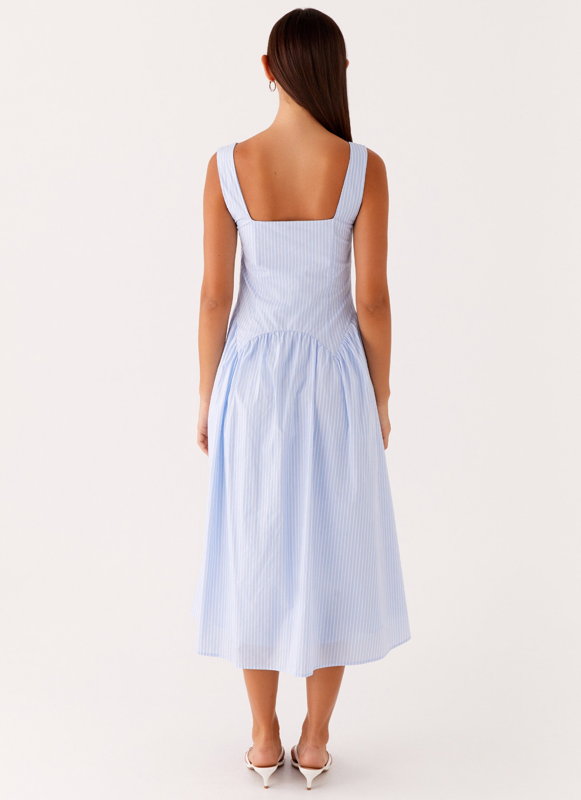 Kalina Midi Dress - Blue White Stripe