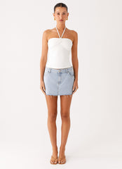 Kamen Low Rise Mini Skirt - Light Denim