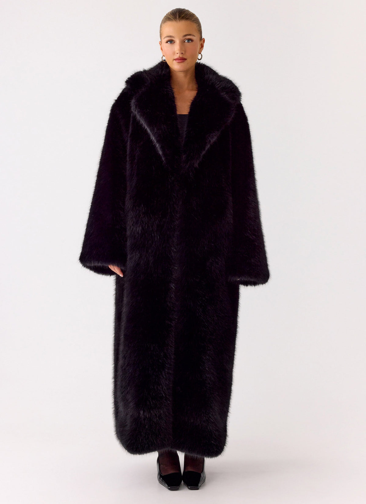 Kamil Fur Maxi Coat - Black