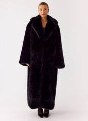 Kamil Fur Maxi Coat - Black