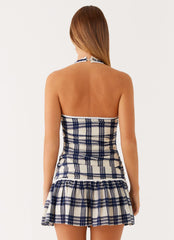 Kaylen Mini Dress - Navy Check Seersucker