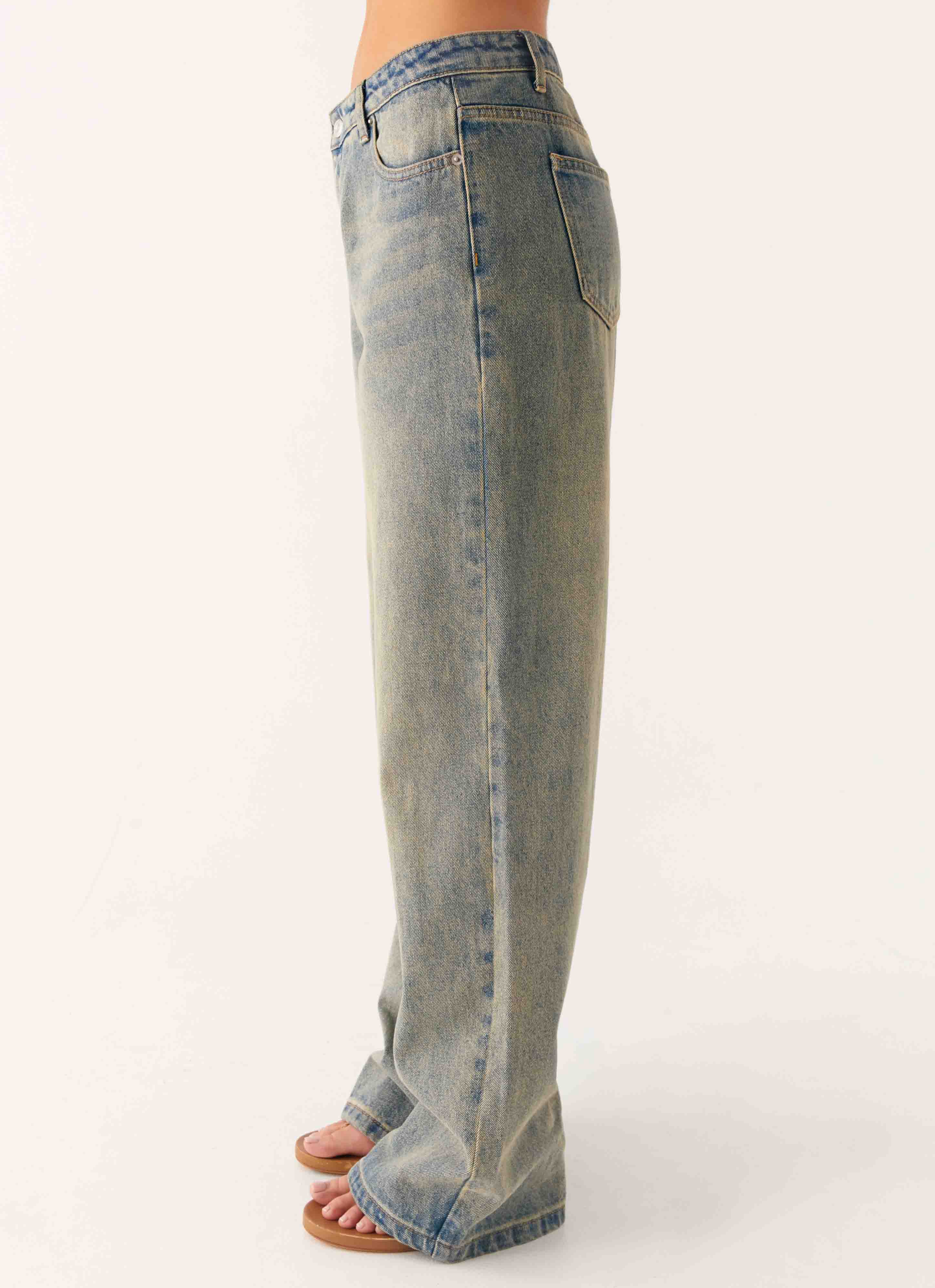 Keanna Low Rise Denim Jeans - Dirty Wash