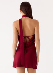 Keena Scarf Mini Dress - Burgundy