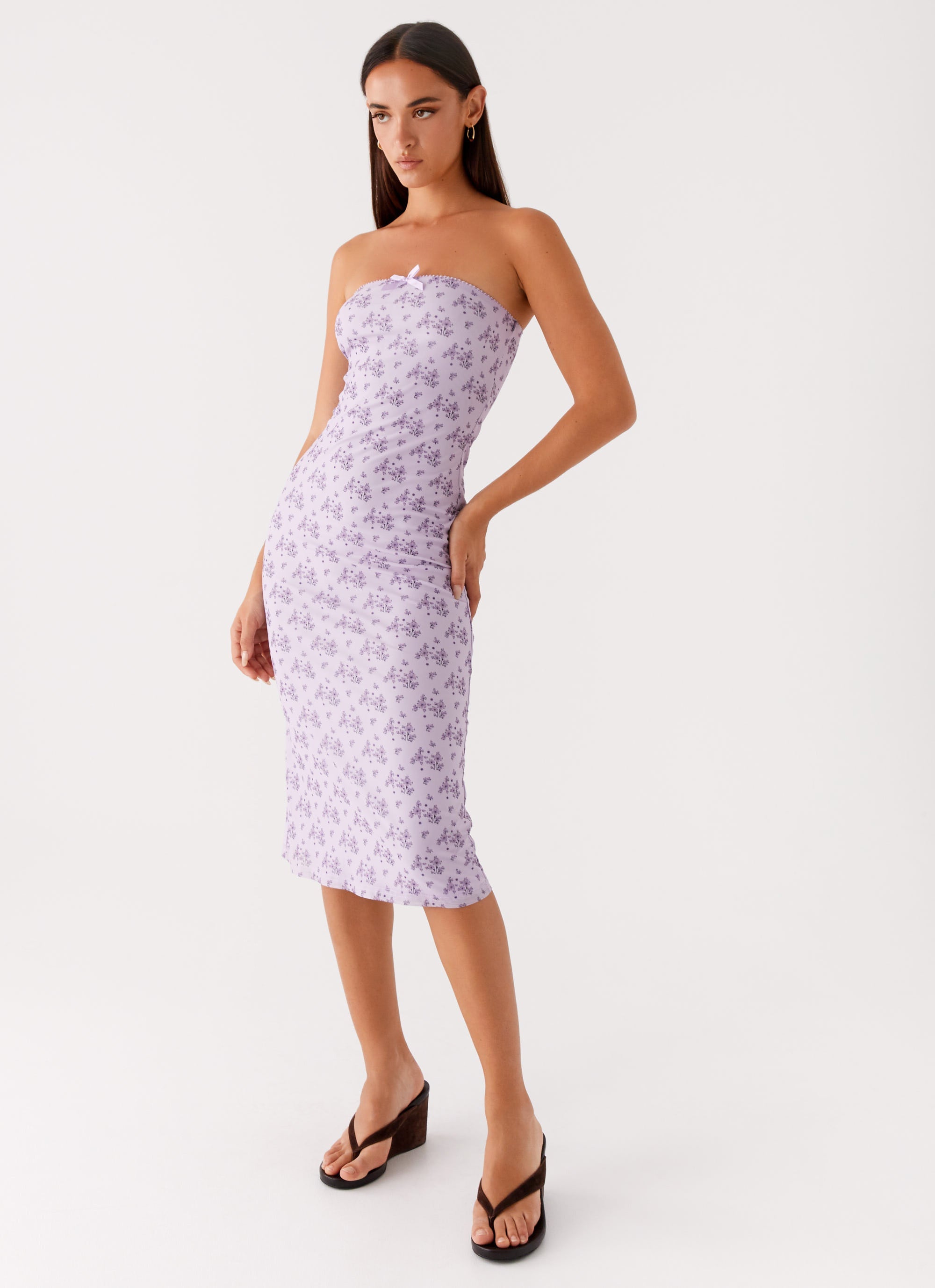 Keila Strapless Midi Dress - Lavender Meadow