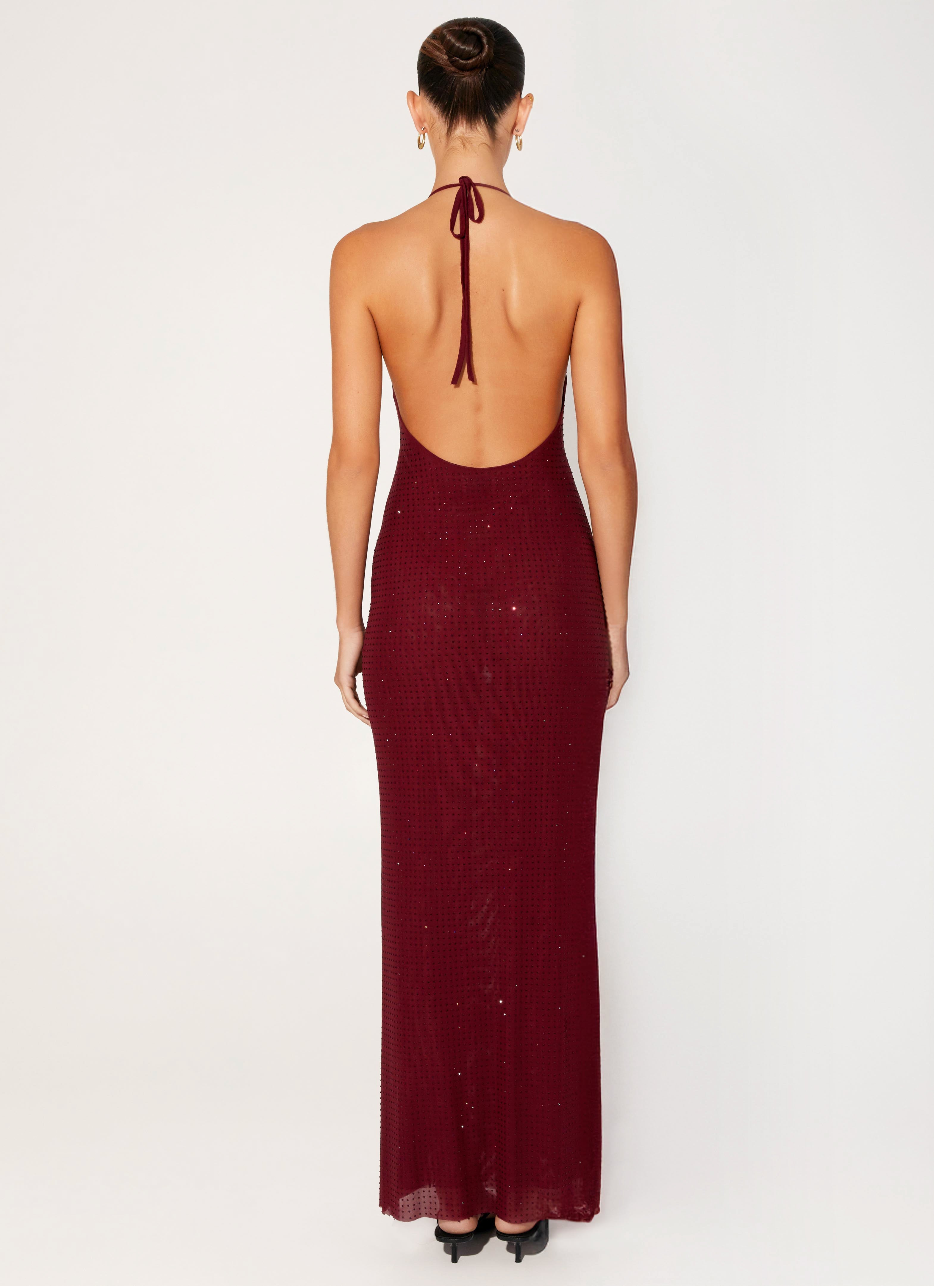 Keliese Beaded Maxi Dress - Burgundy