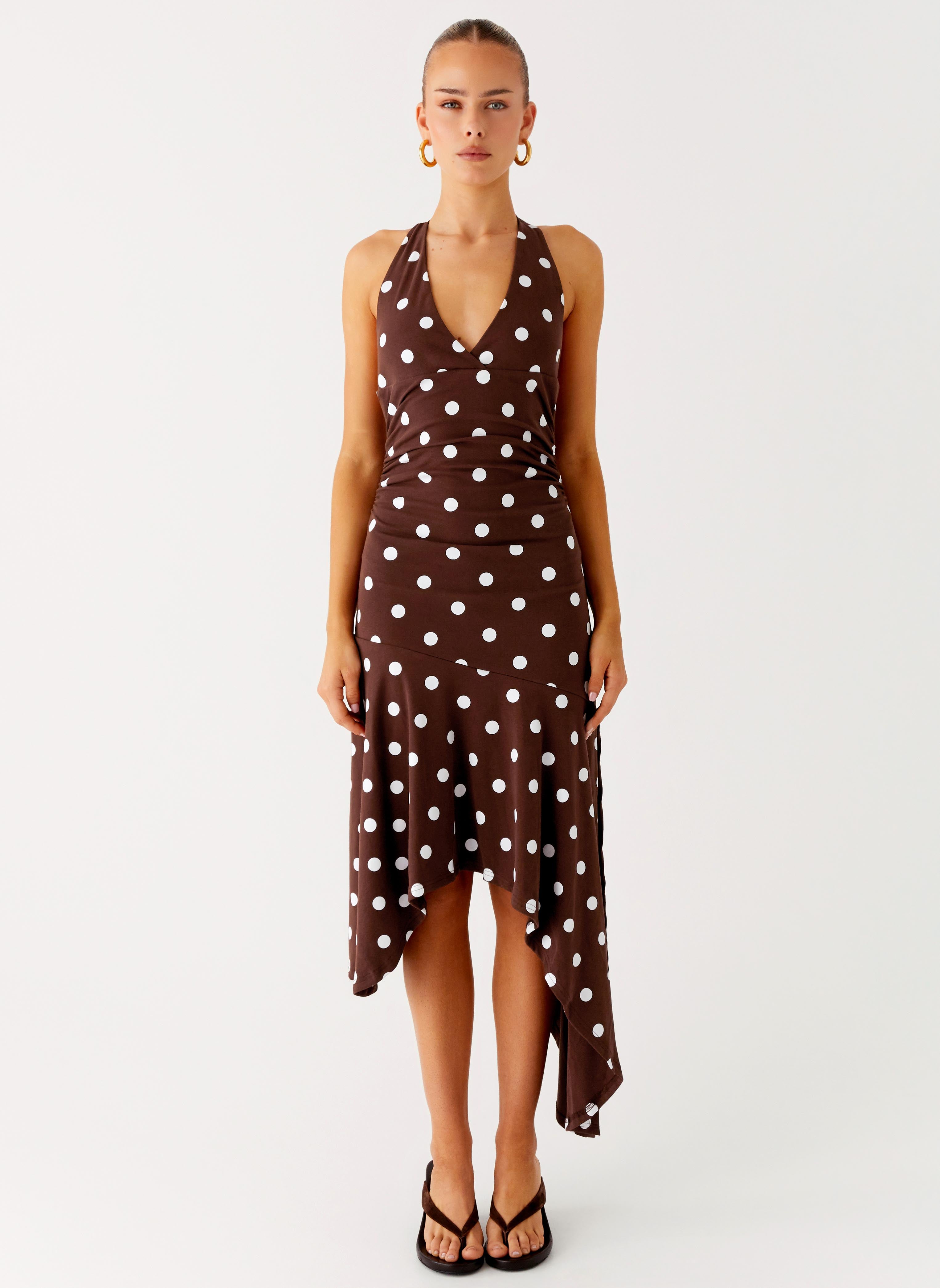 Keylani Halter Midi Dress - Chocolate