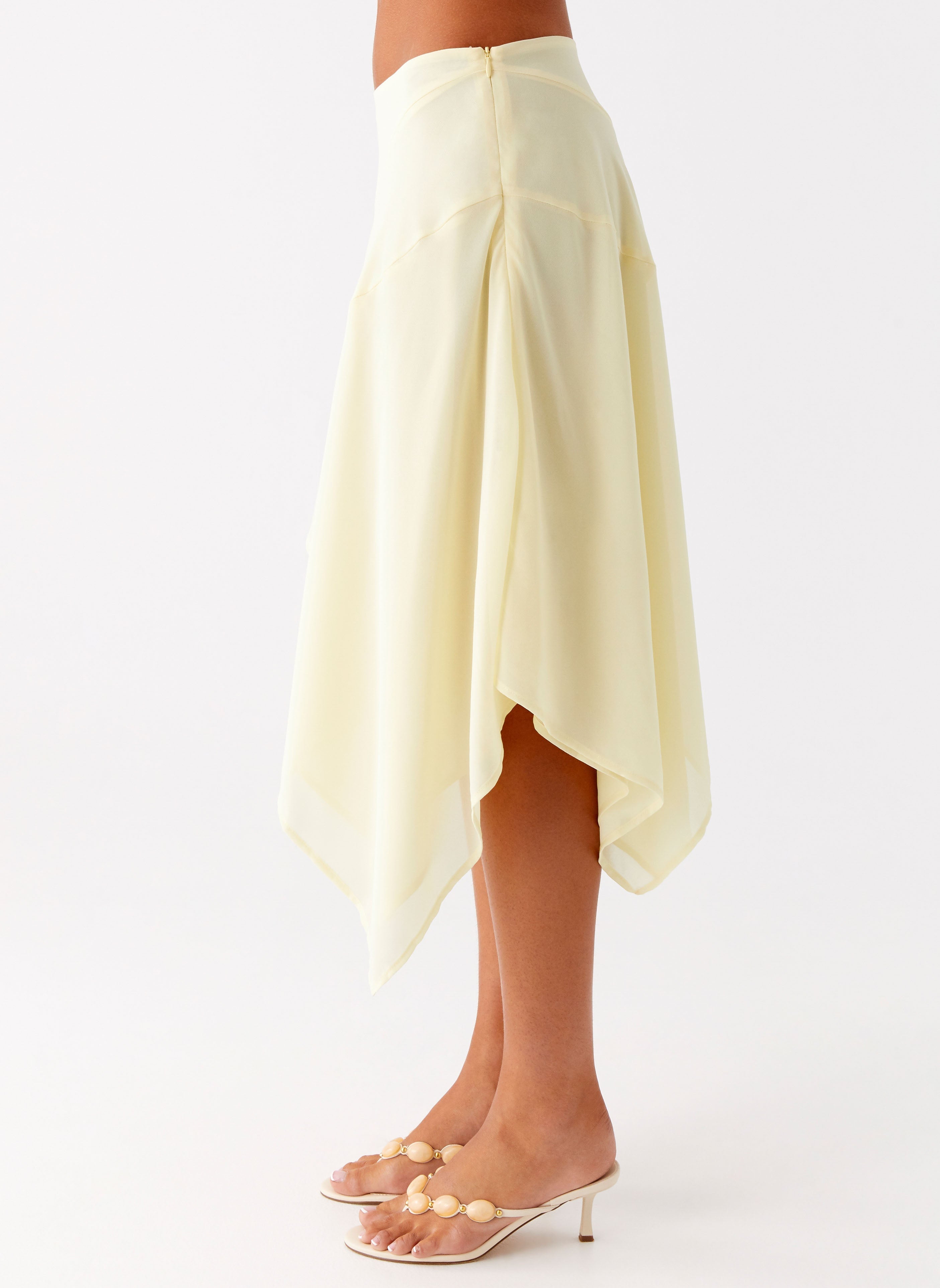 Kia Low Rise Asymmetrical Midi Skirt - Yellow