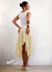 Kia Low Rise Asymmetrical Midi Skirt - Yellow