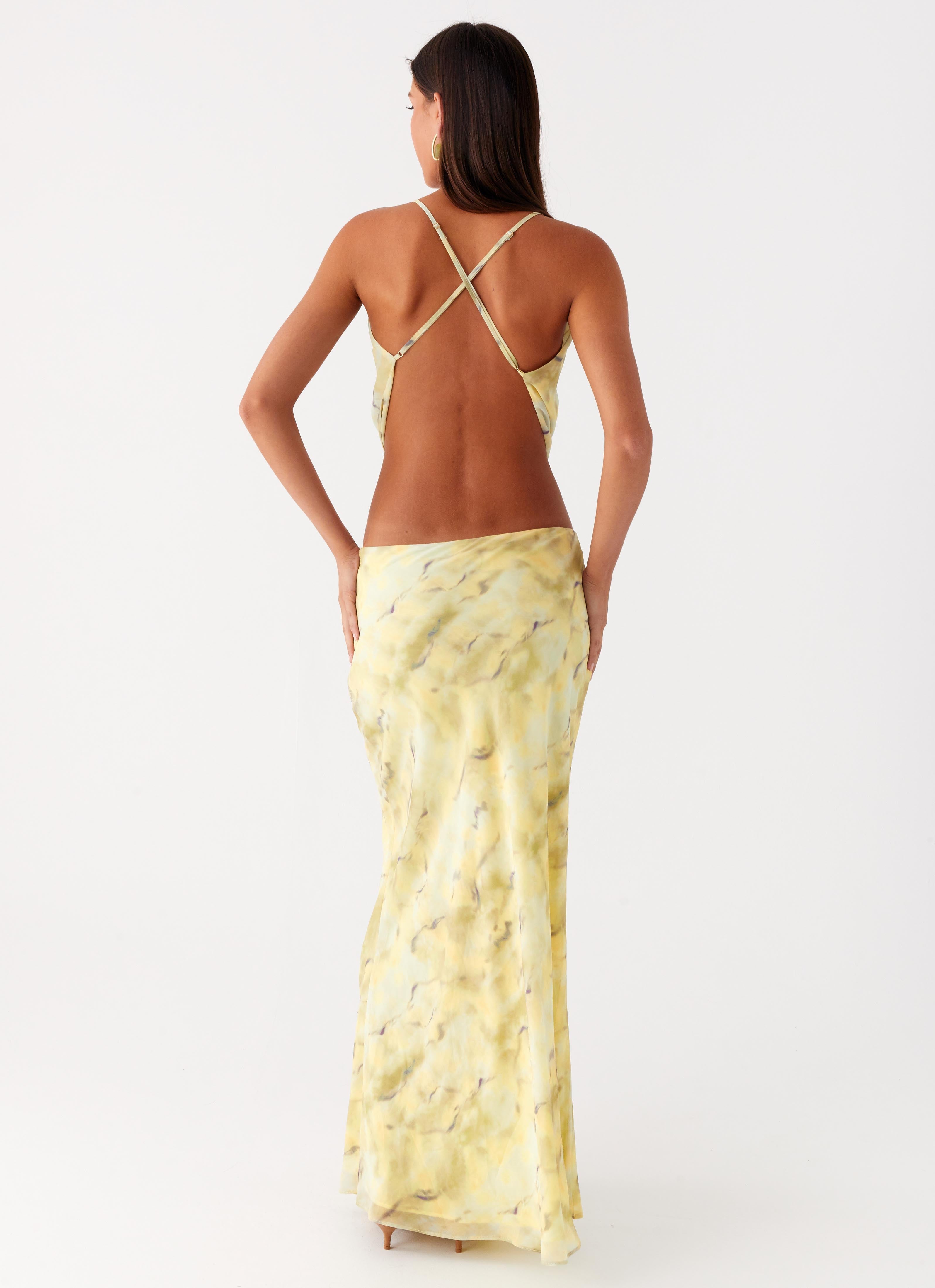 Kylo Low Rise Maxi Skirt - Yellow Tie Dye