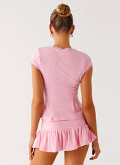 Landon Button Up Top - Pink