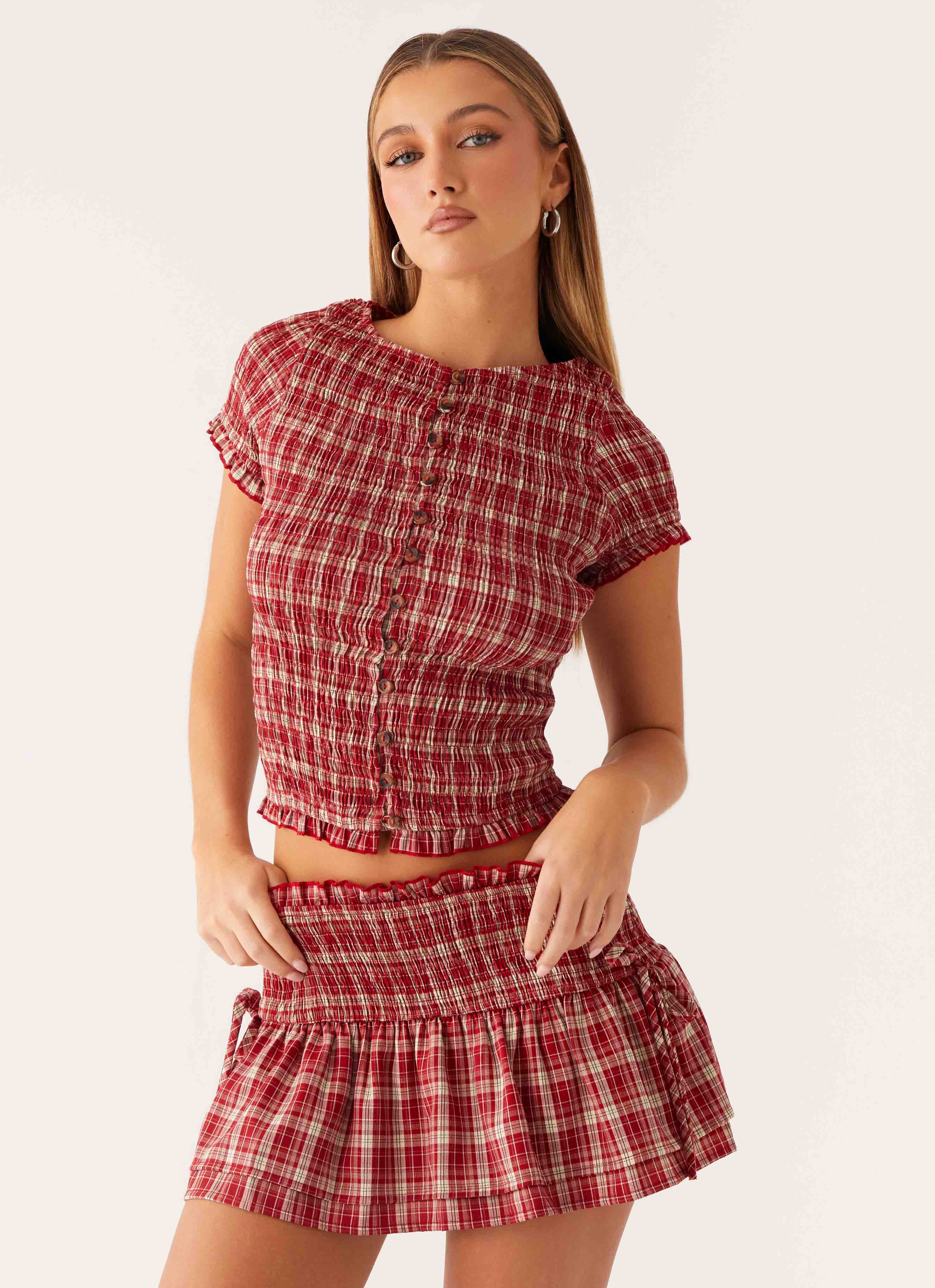 Lenore Mini Skirt - Ruby Check