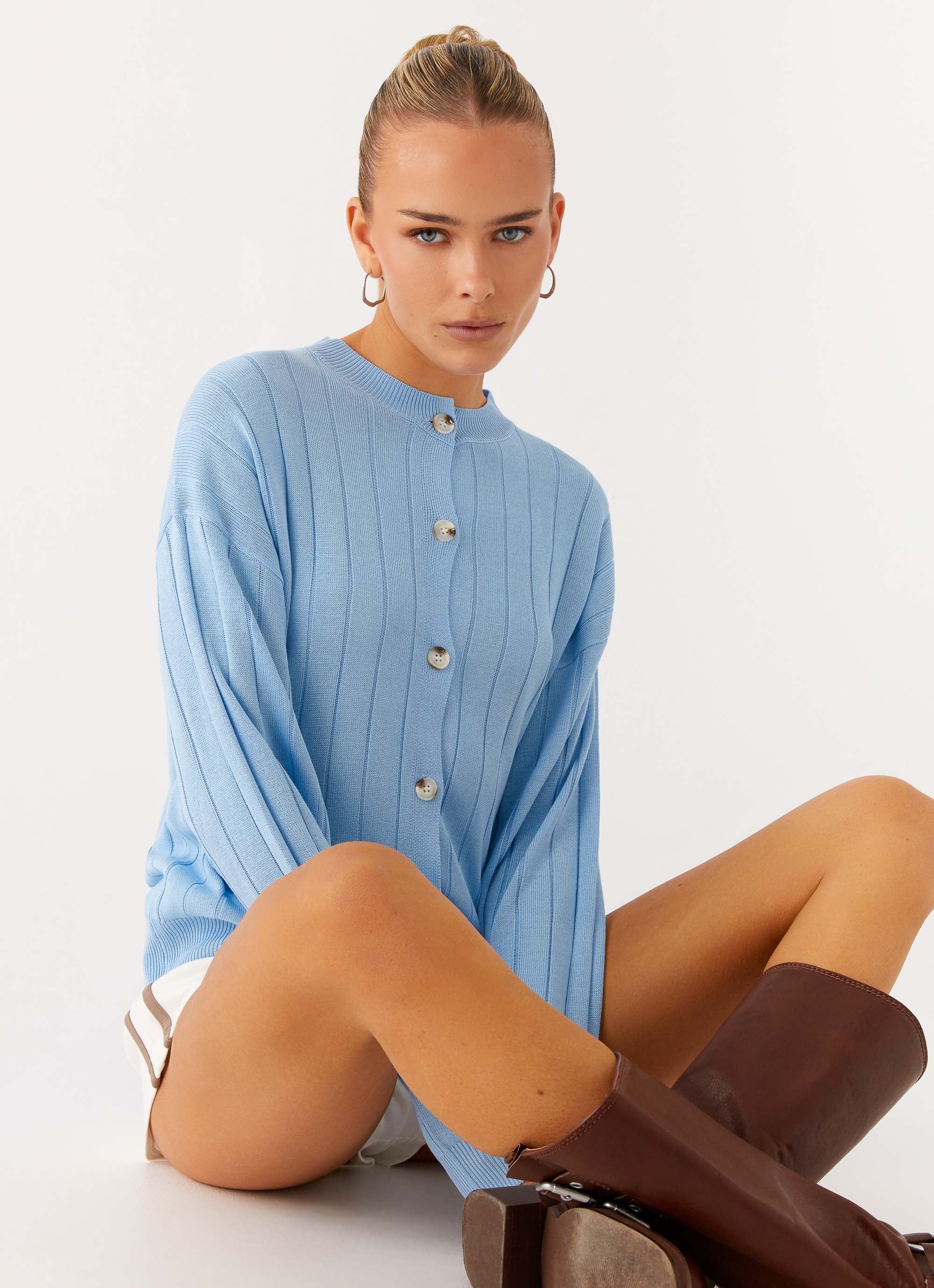 Leo Oversized Cardigan - Sky Blue