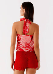 Lets Pretend Halterneck Top - Sicily Sunsets Print