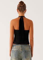 Lets Pretend Halterneck Top - Black