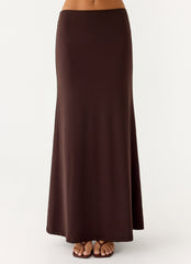 Like A Flower Maxi Skirt - Chocolate