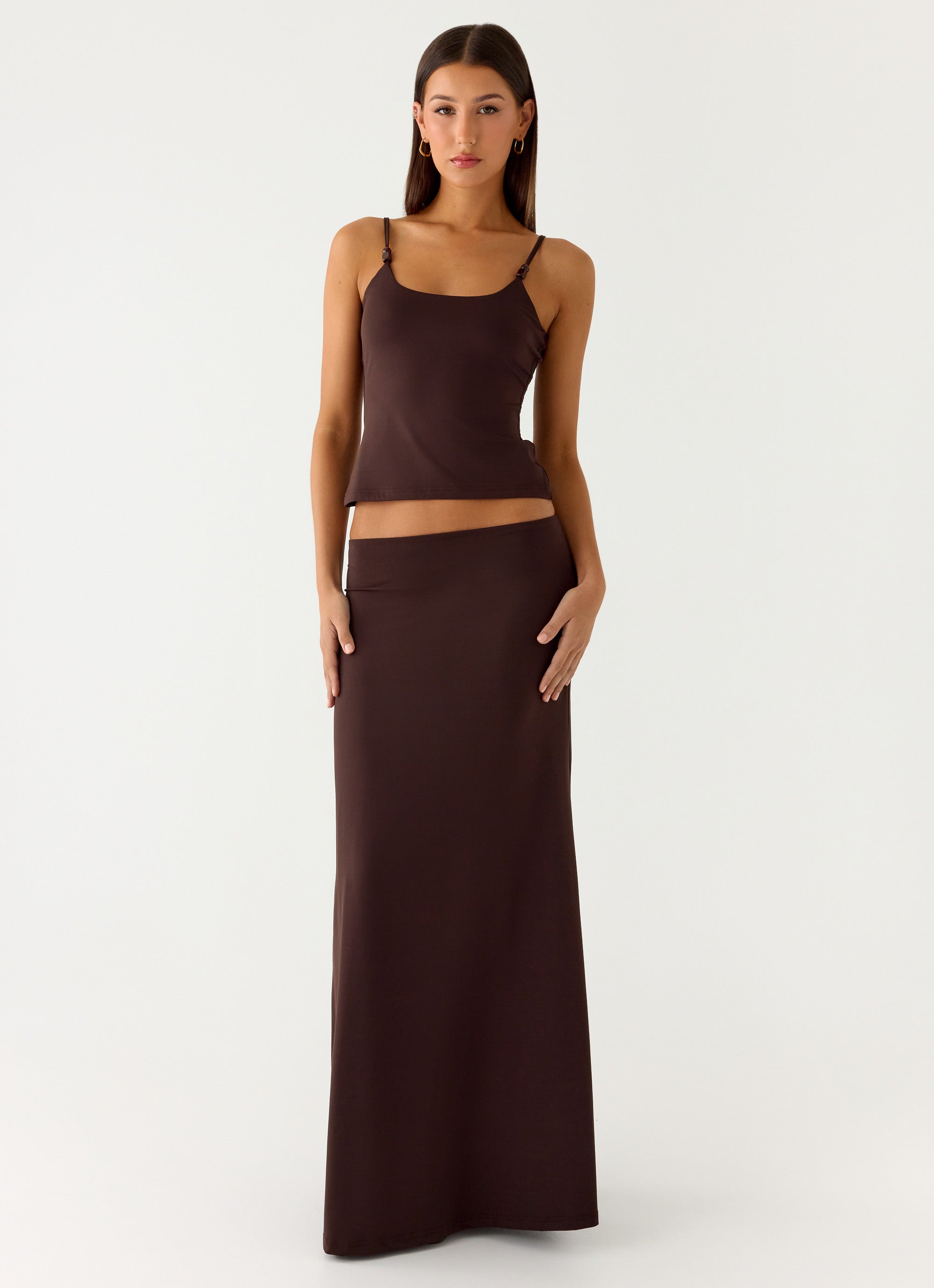 Like A Flower Maxi Skirt - Chocolate