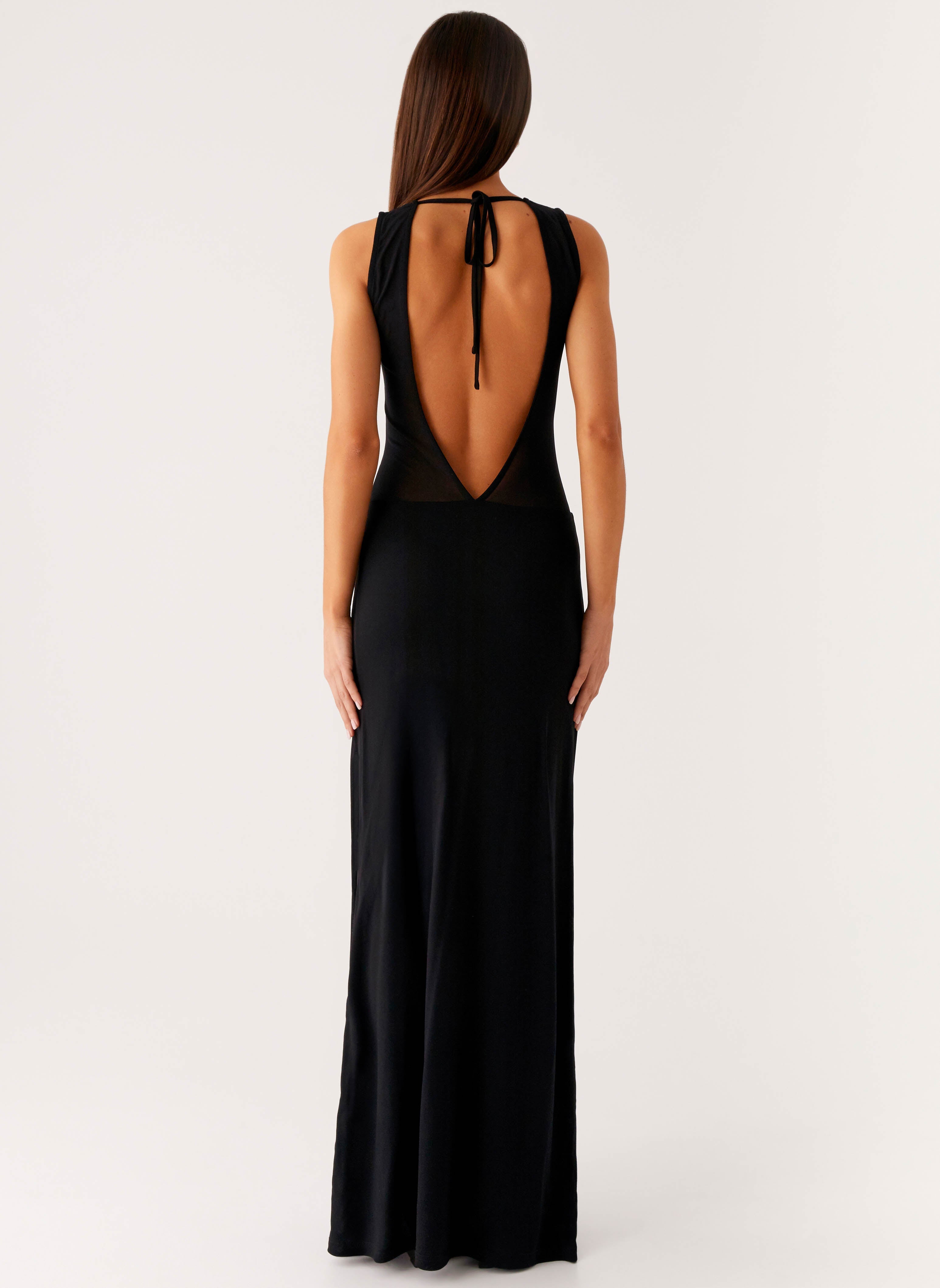 lyria Mesh Maxi Dress - Black