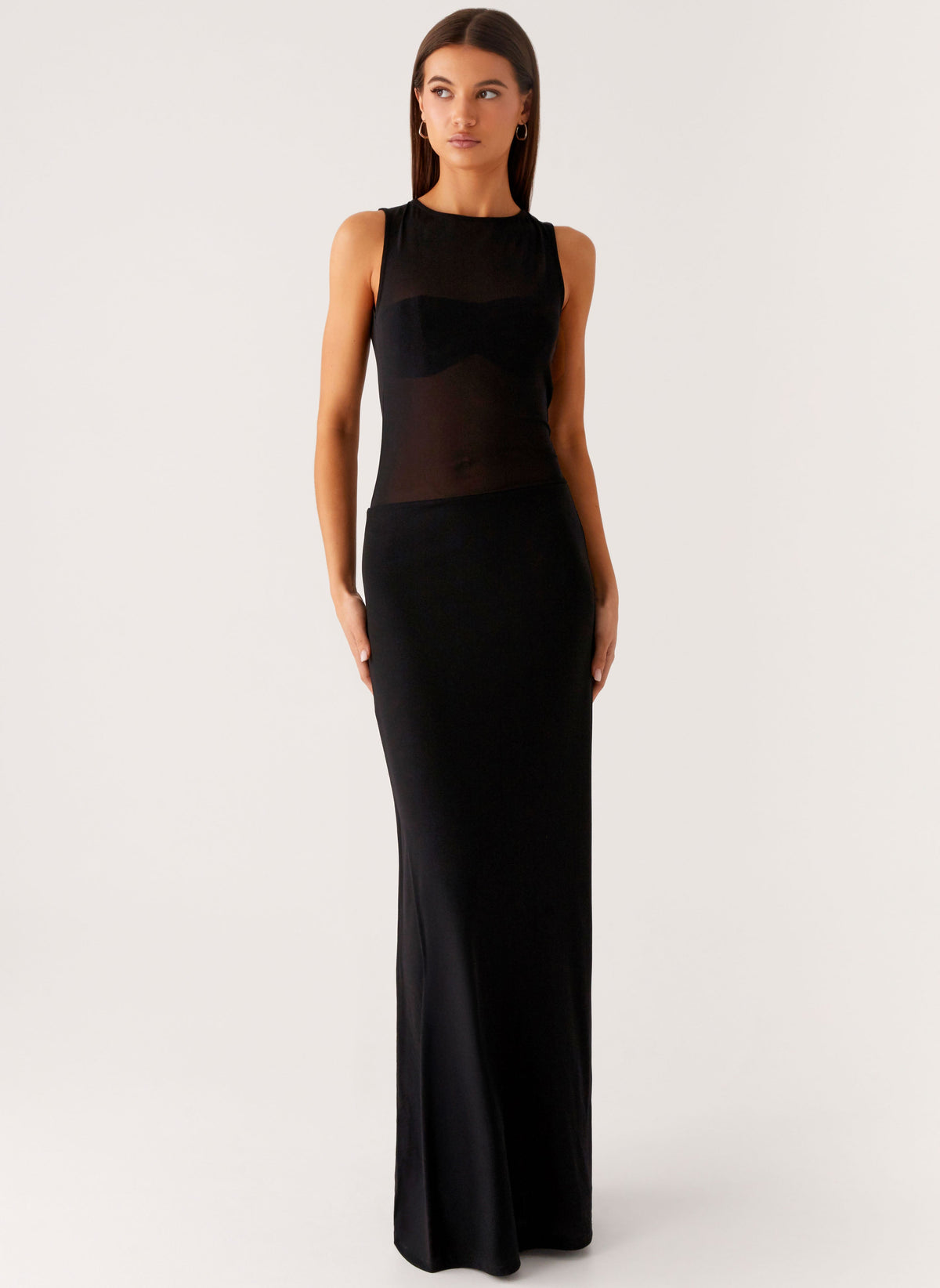 lyria Mesh Maxi Dress - Black