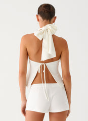 Maddox Scarf Top - White