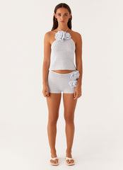 Maia Rose Crochet Mini Shorts - Baby Blue