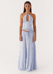 Mariella Linen Top - Blue