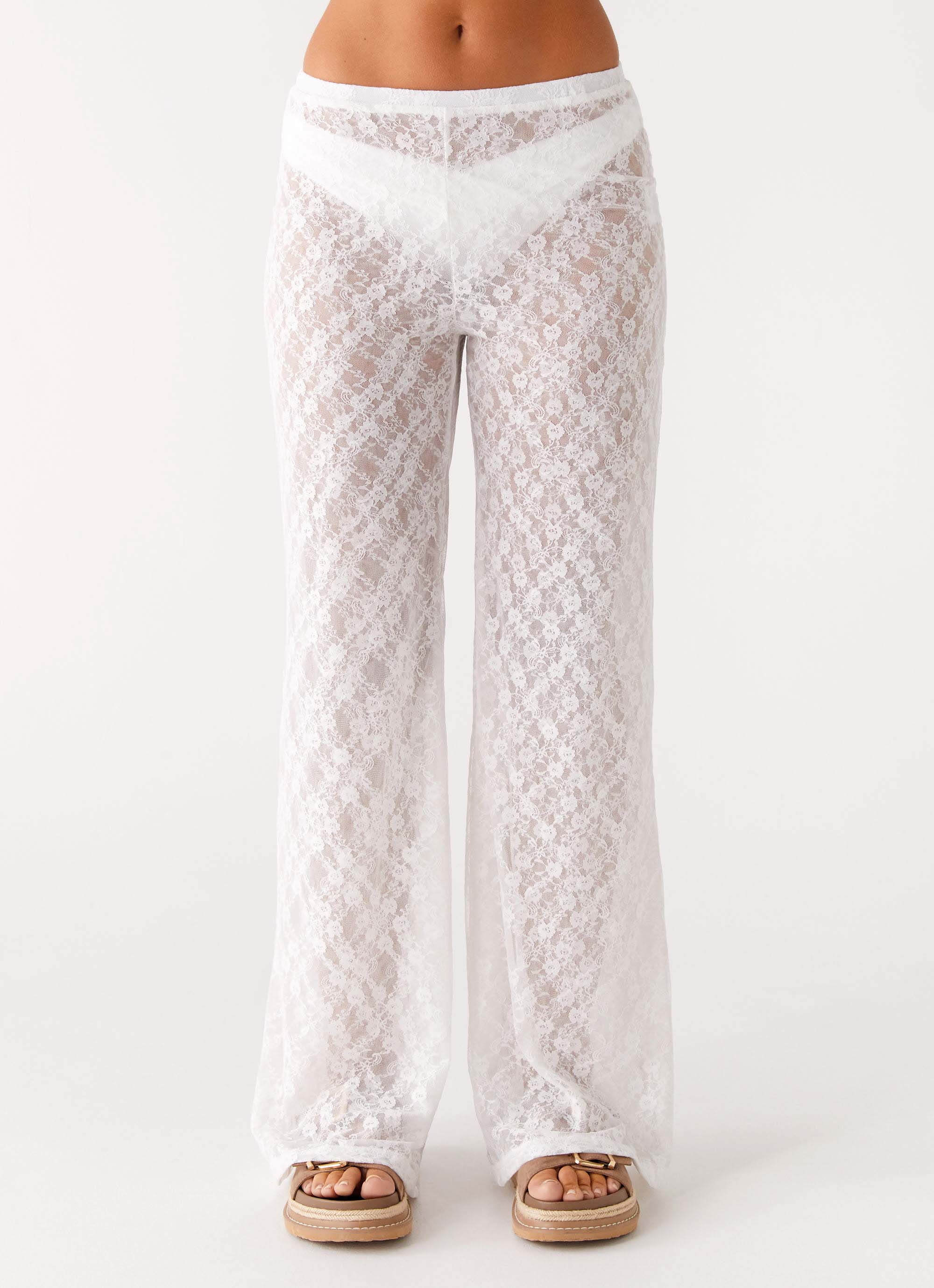 Matcha Lace Pants - White