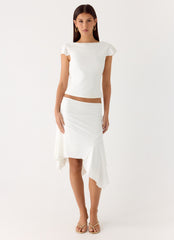 Maxina Asymmetrical Midi Skirt - White