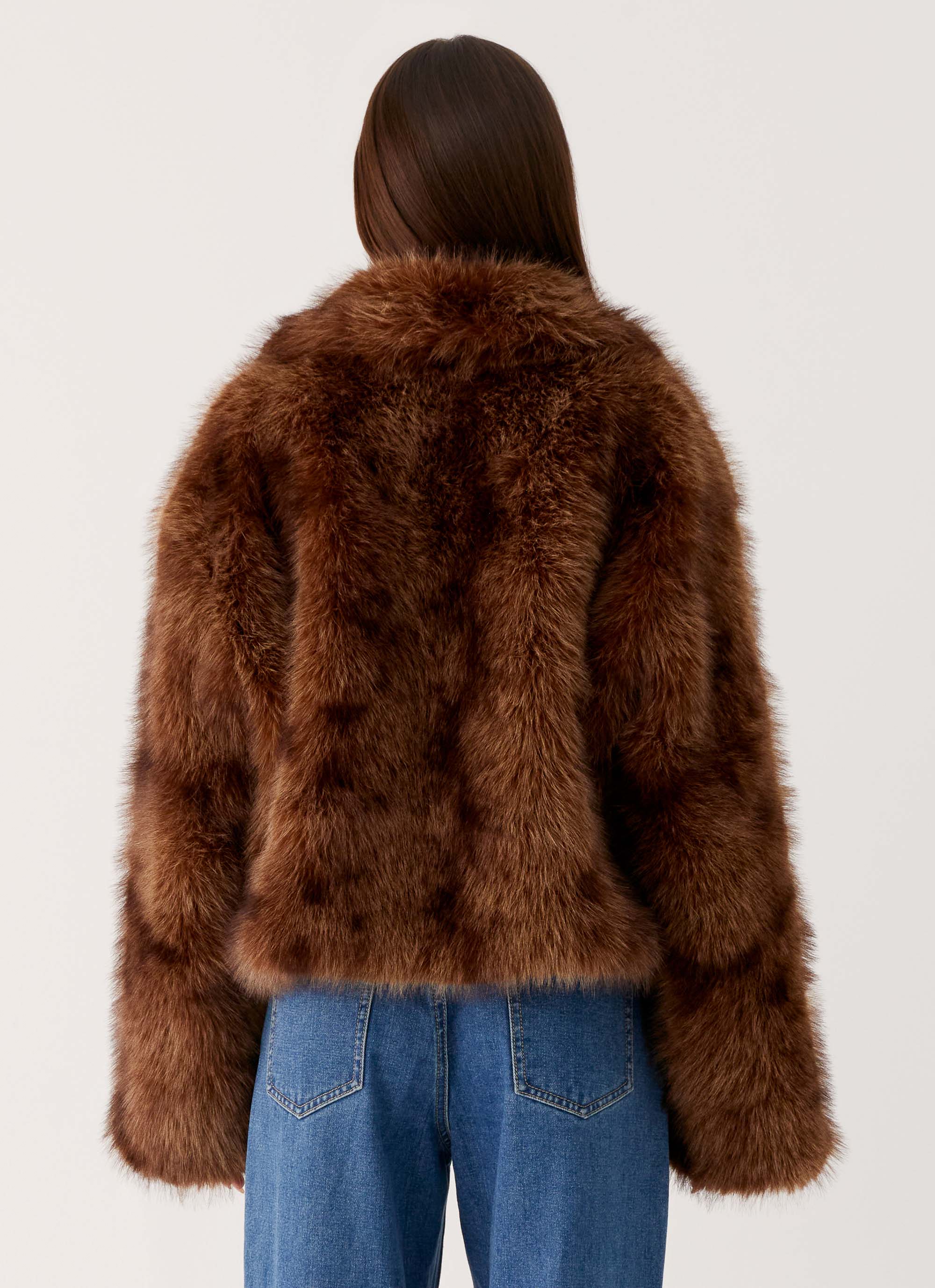 Miccy Cropped Fur Coat - Chocolate