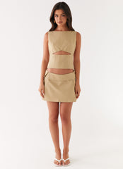 Miki Mini Skirt - Beige Stripe