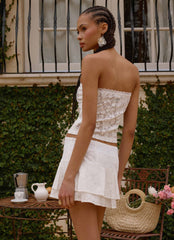 Moroder Low Rise Lace Mini Skirt - Cream