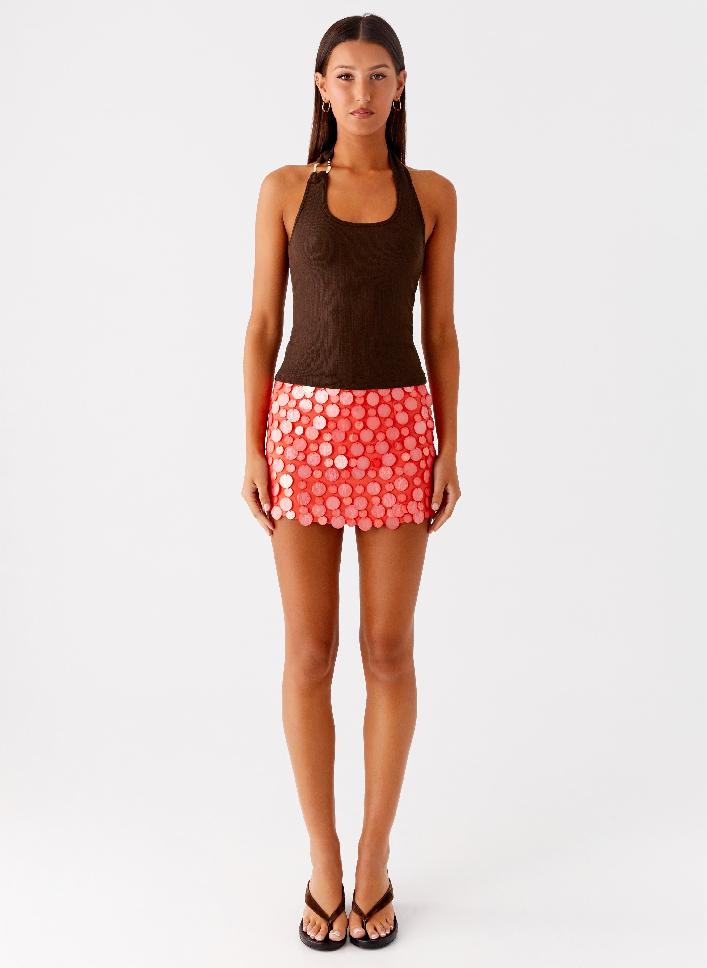 Movie Star Mini Skirt - Mandarin Red