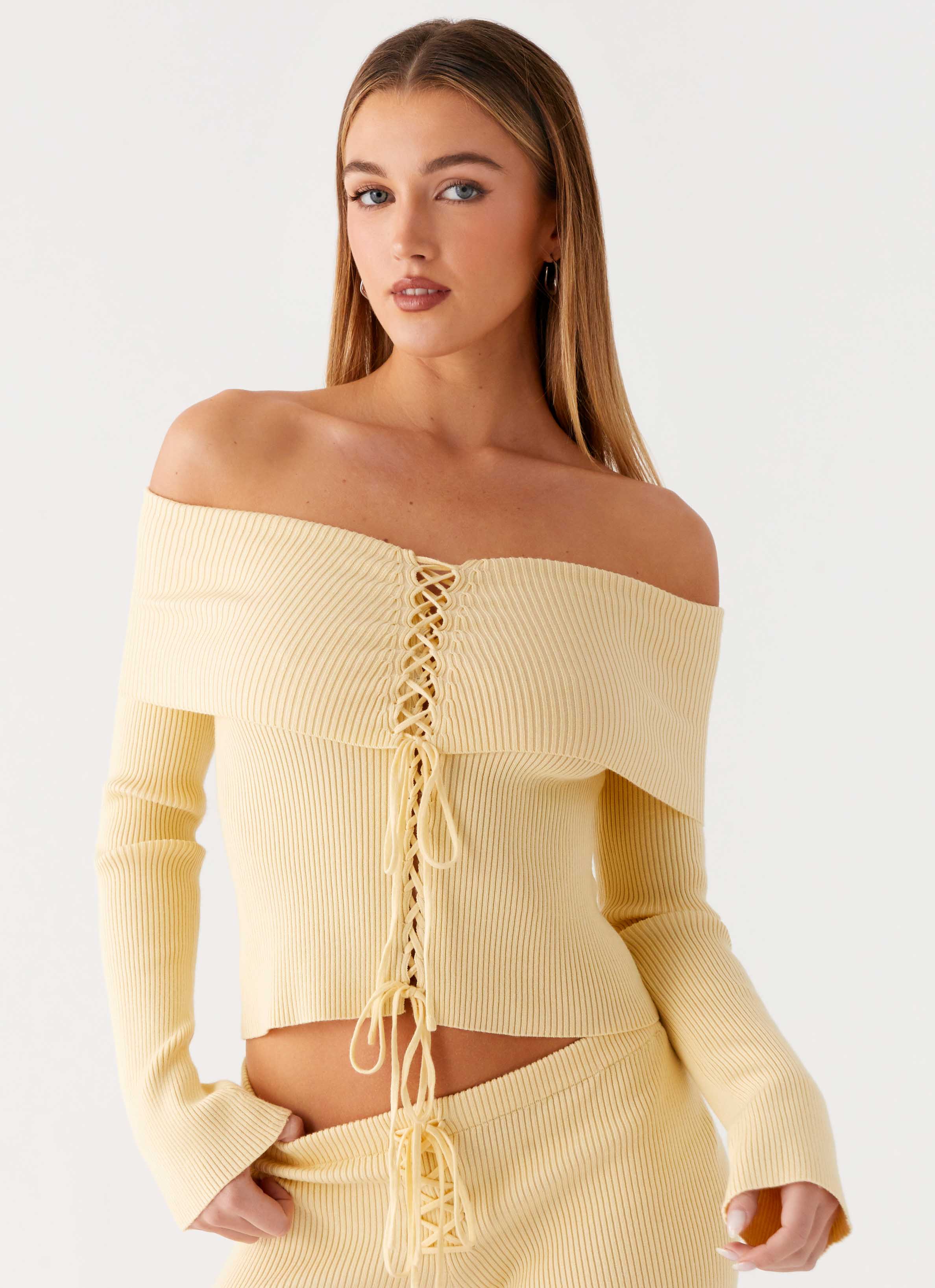 Muted Muse Knit Long Sleeve Top - Yellow