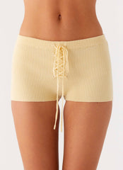 Muted Muse Knit Mini Short - Yellow